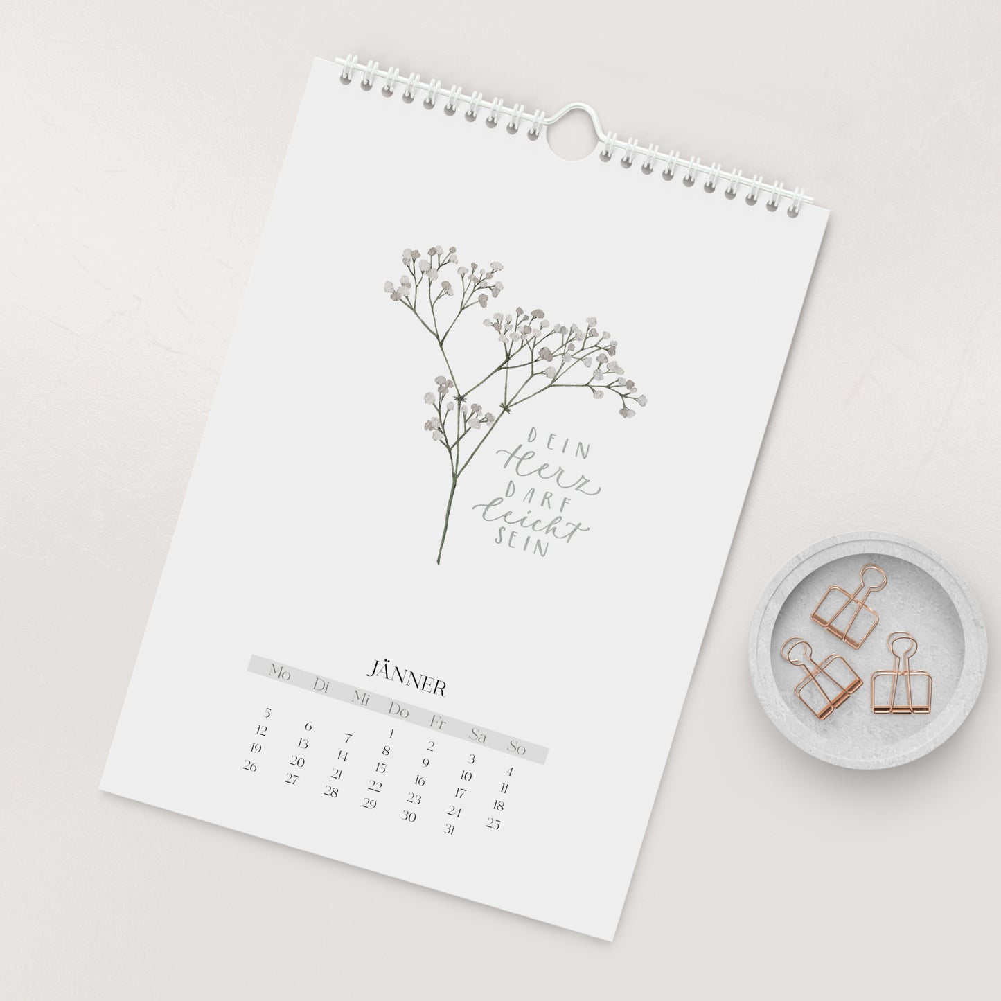 Jahreskalender 2026, A4 mit Spiralbindung