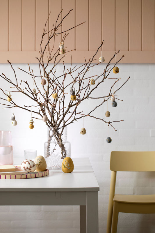 Filzhasen zum Aufhängen "Blume", 2er Set/rosa/blau