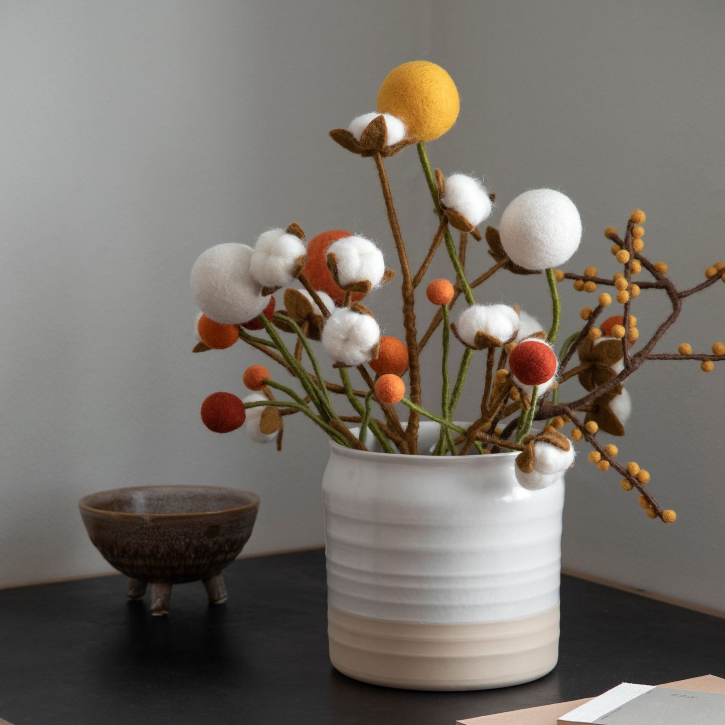 Filzblume "Dot", weiß
