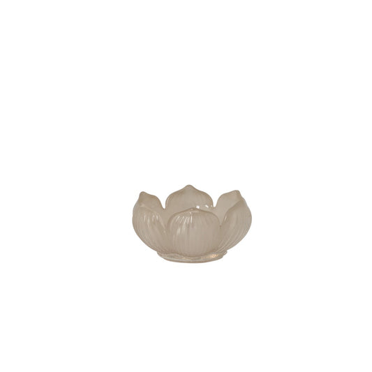 Teelichthalter Glas "Visingsö", beige/Blume