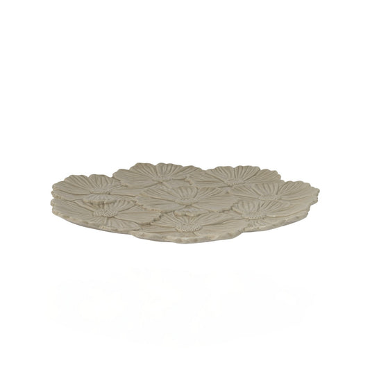 Keramikteller groß "FLOR", beige/Blumen