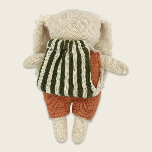 Hase "Kindergartenkind" mit Rucksack, apricot/grün