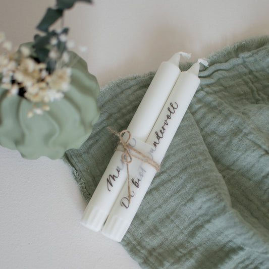 Stabkerzenset "Mama", weiß