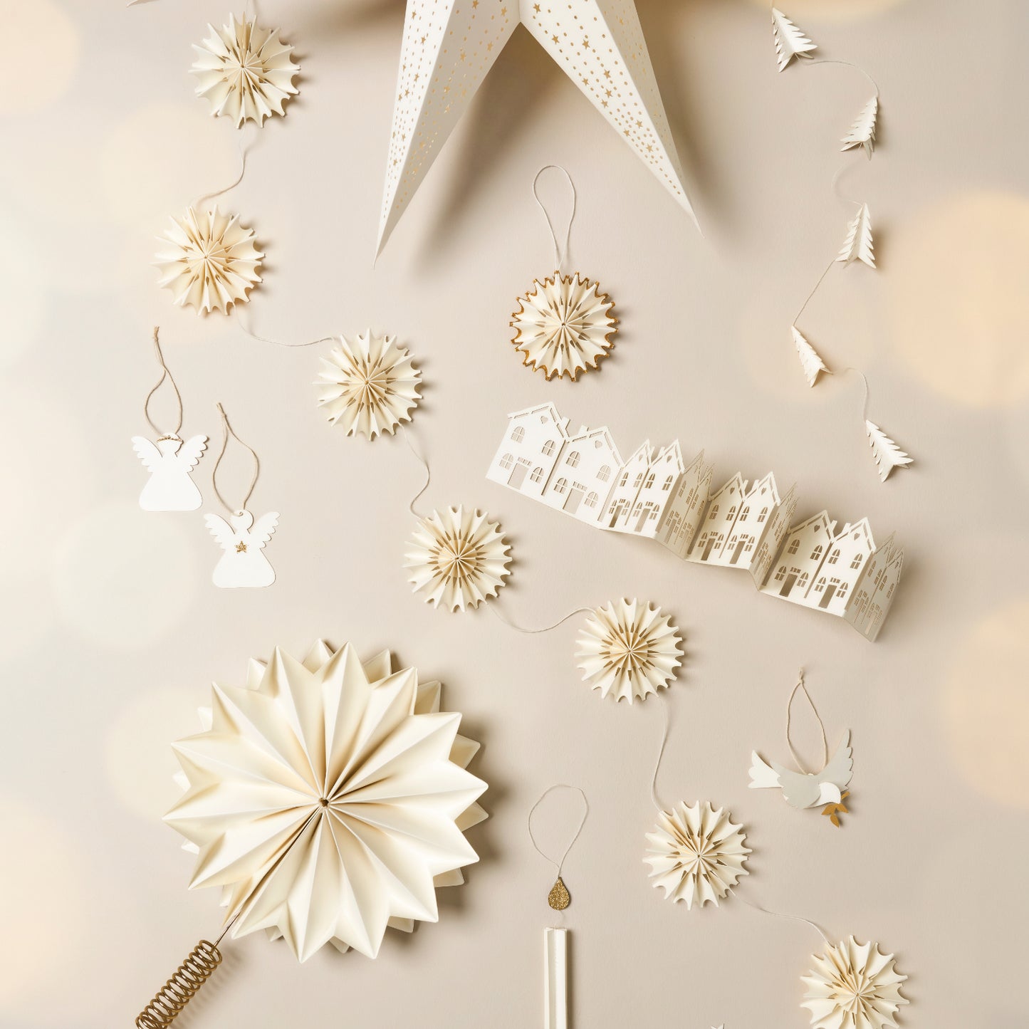 Schneeflockengirlande "Stelle", weiß