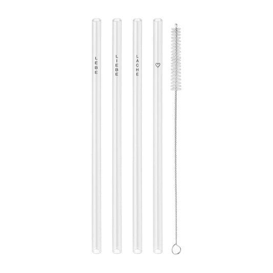 Glasstrohhalm 20cm, "lebe liebe lache"