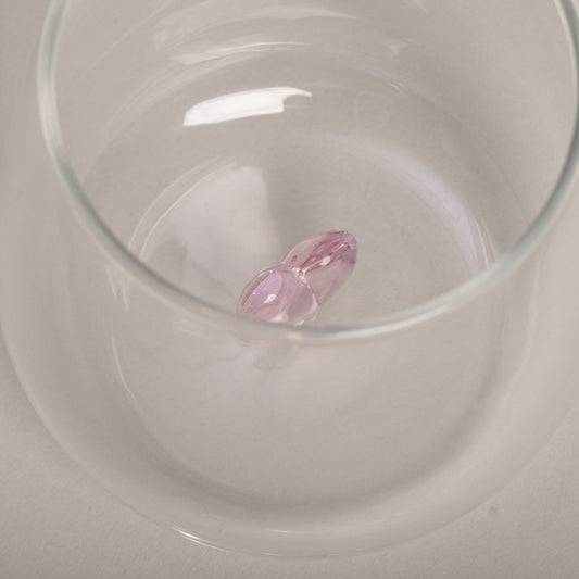 Trinkglas Herzfigur, rosa