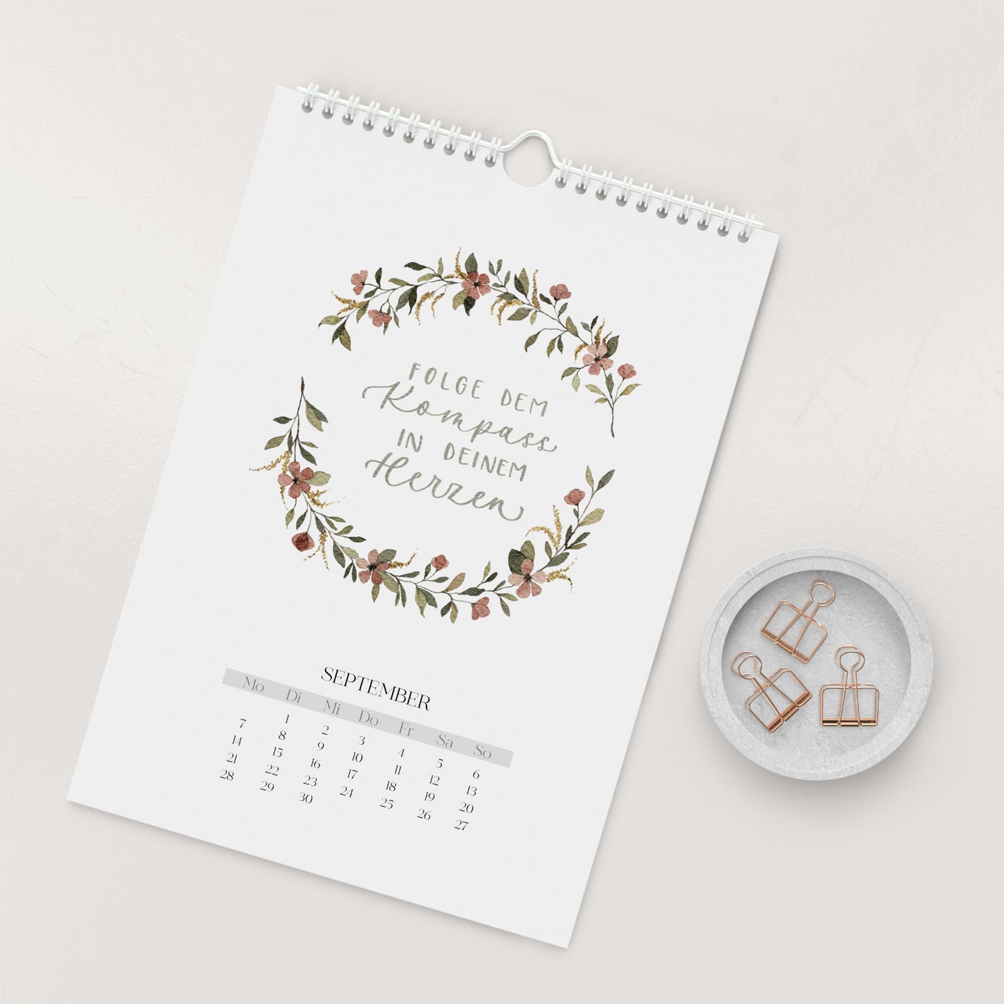 Jahreskalender 2026, A4 mit Spiralbindung