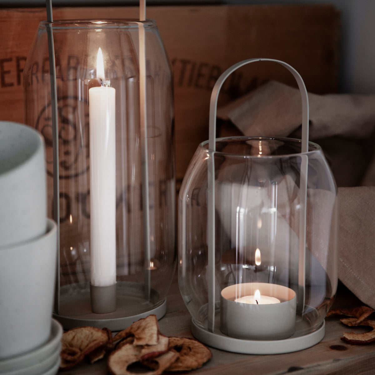 Windlicht für Teelicht, beige – letter & soul