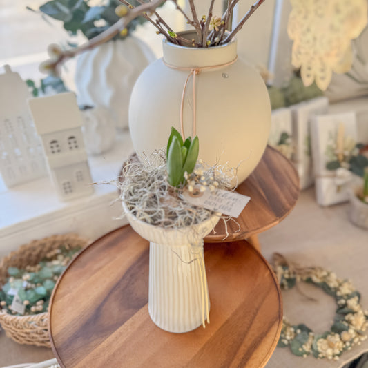 Hyazinthenvase aus Keramik "geriffelt", hoch