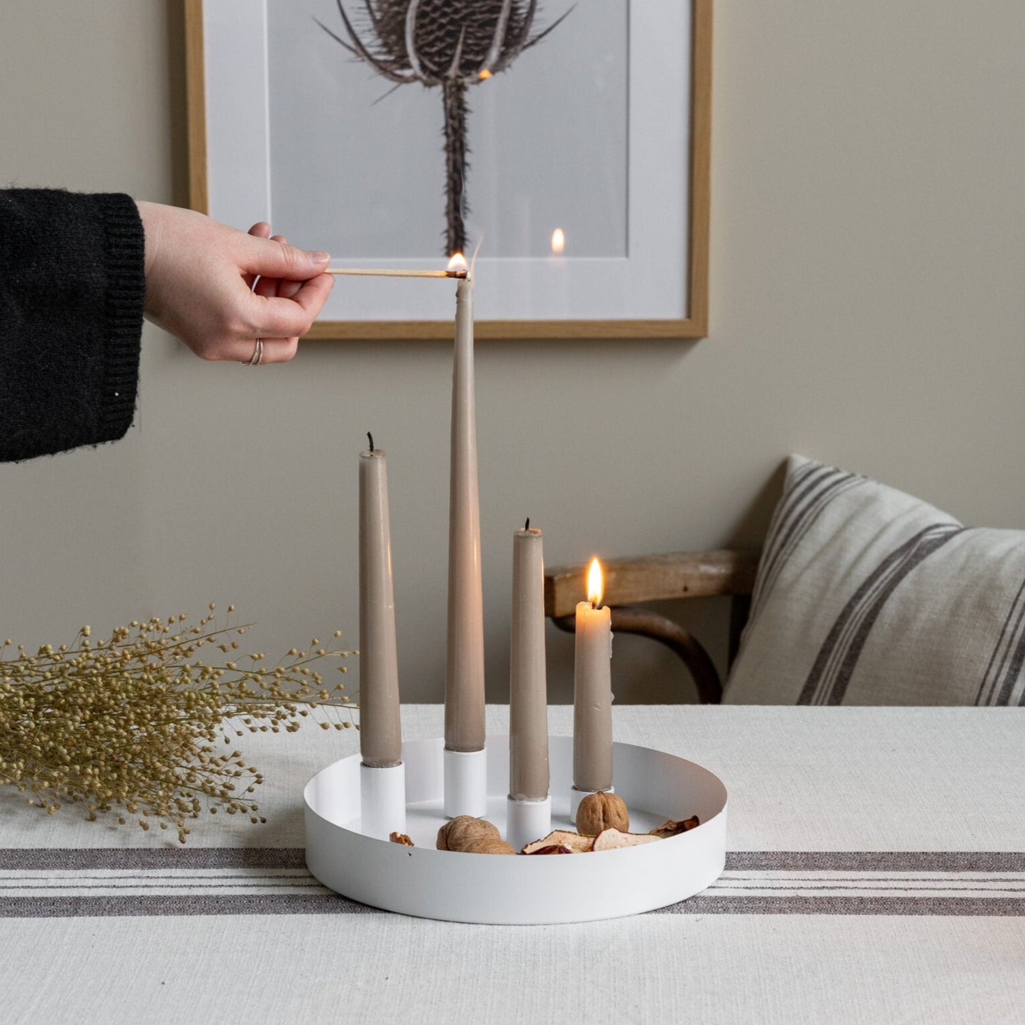 Kerzenteller "Sund", weiß für 4 Stabkerzen (magnetisch)