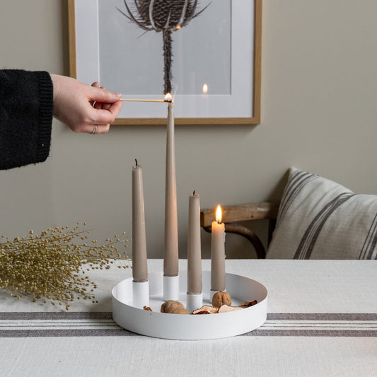 Kerzenteller "Sund", weiß für 4 Stabkerzen (magnetisch)