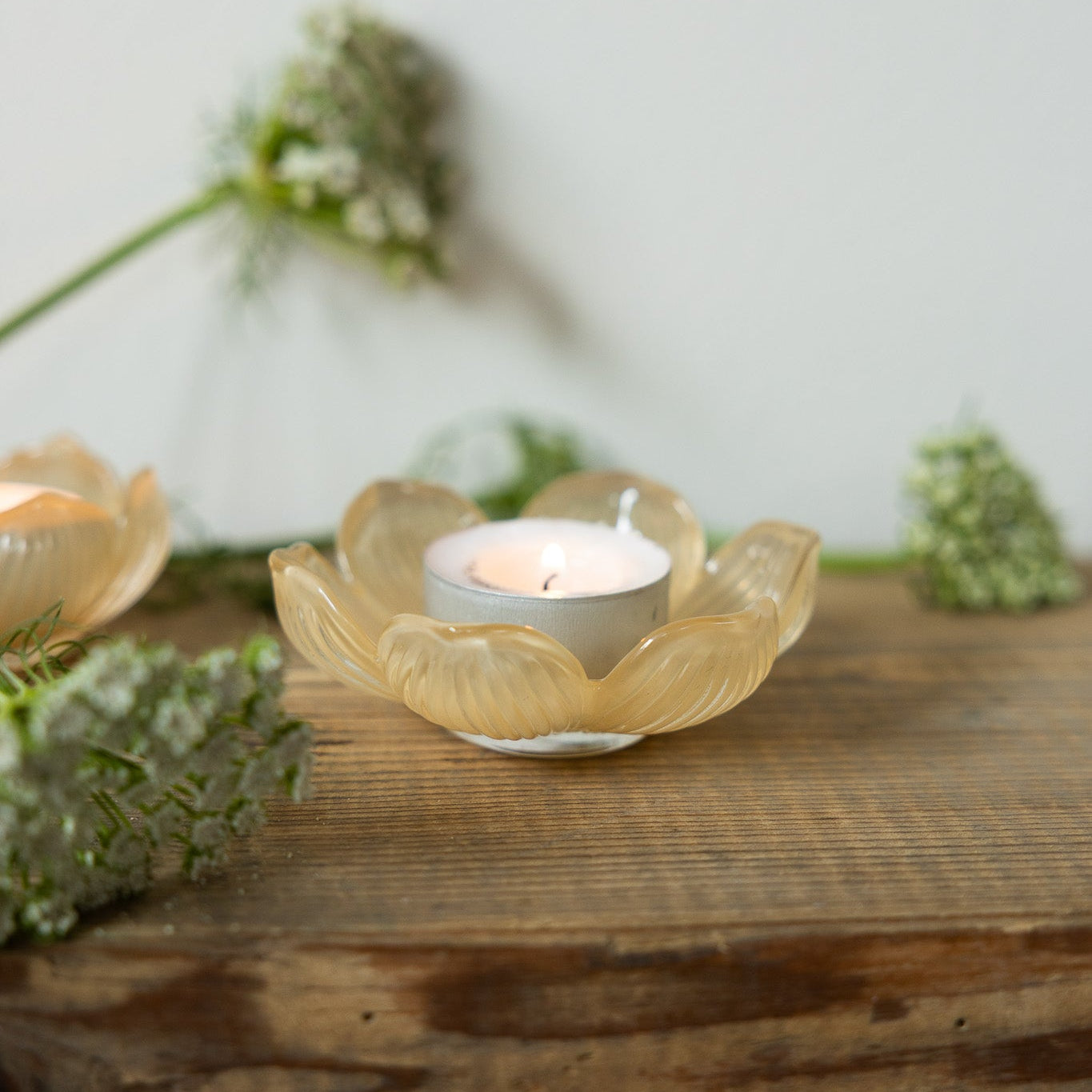 Teelichthalter Blume Glas "Visingsö", gelb