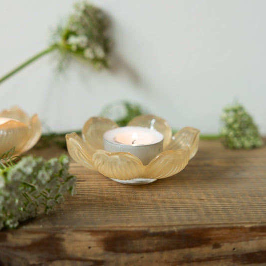 Teelichthalter Blume Glas "Visingsö", gelb