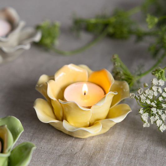 Teelichhalter Blume "Grönska", hellgelb