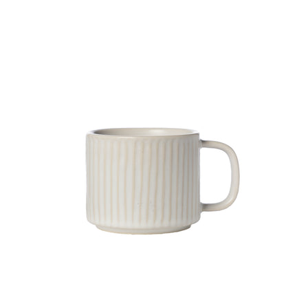 Tasse "geriffelt", weiß/gestreift