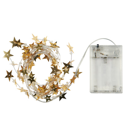 Lichterkette mit goldenen Sternen/für innen