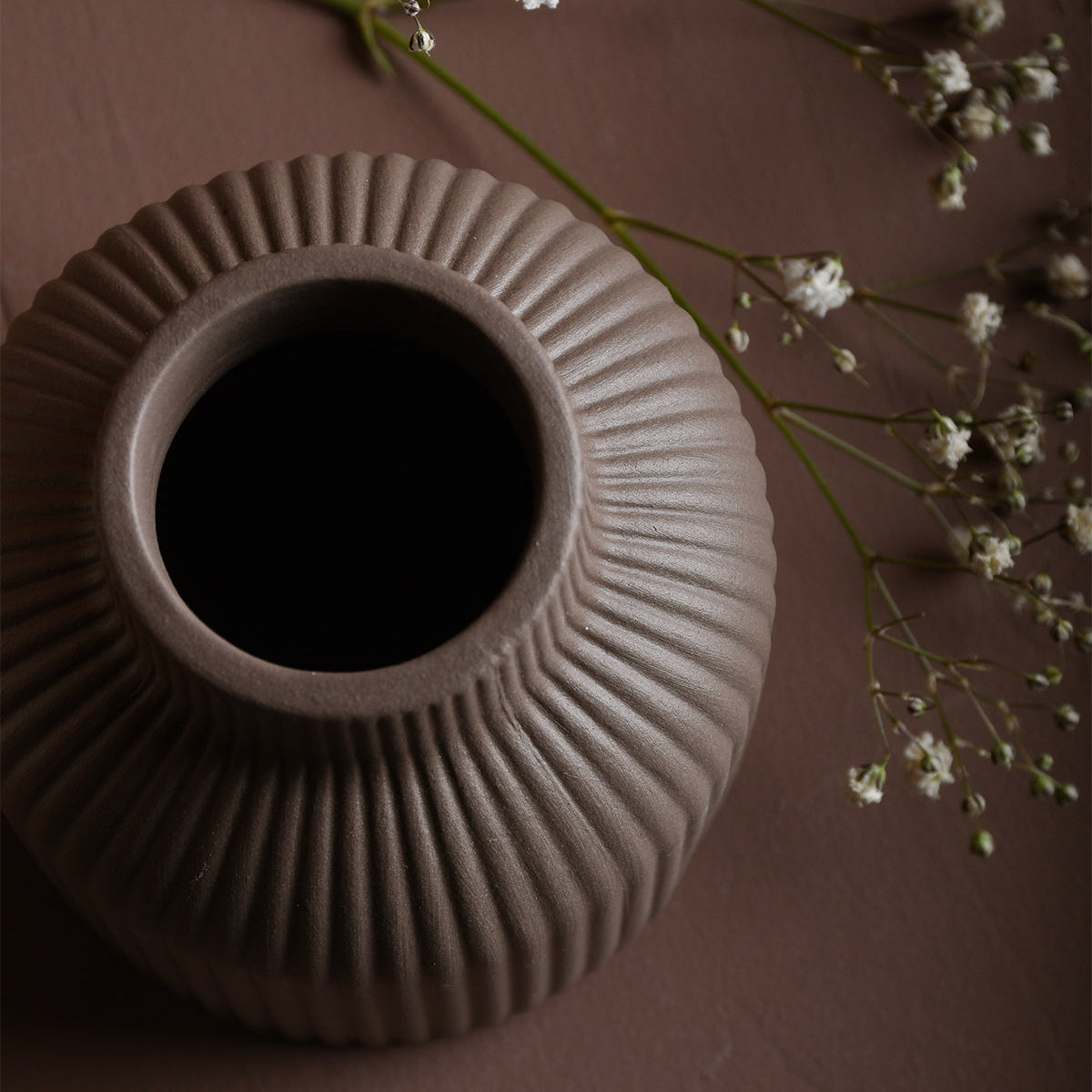 Keramikvase "Lillhagen", braun/unglasiert