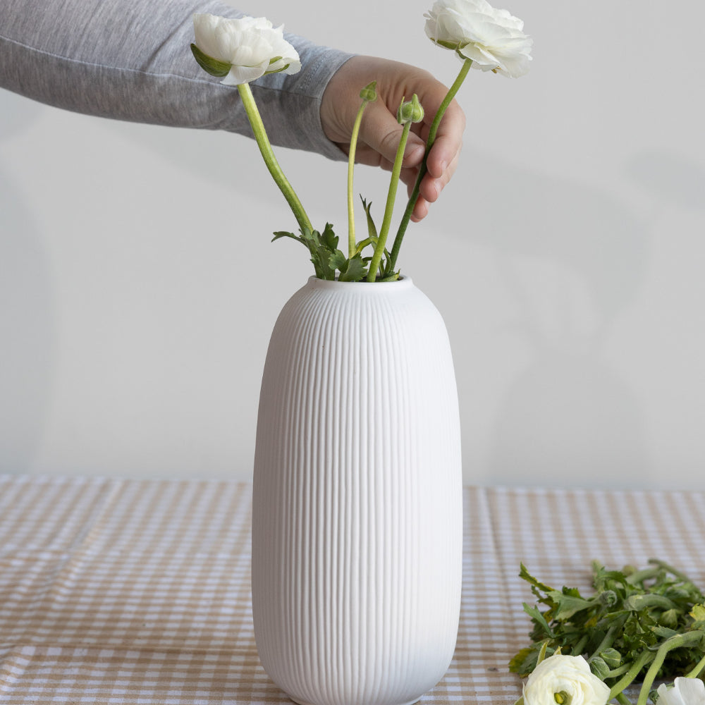 Vase "Aby" mittel/weiß