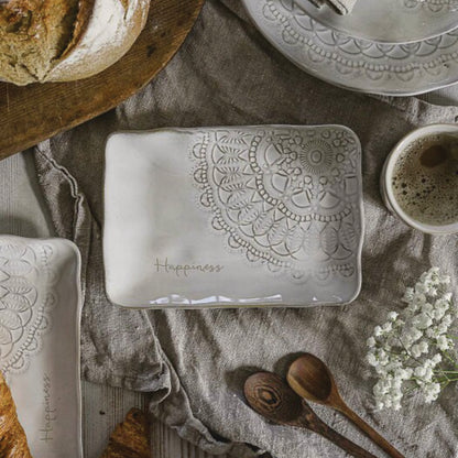 Keramikteller "Happiness", rechteckig