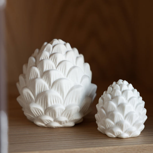 Tannenzapfen "Berghamn", weiß/groß