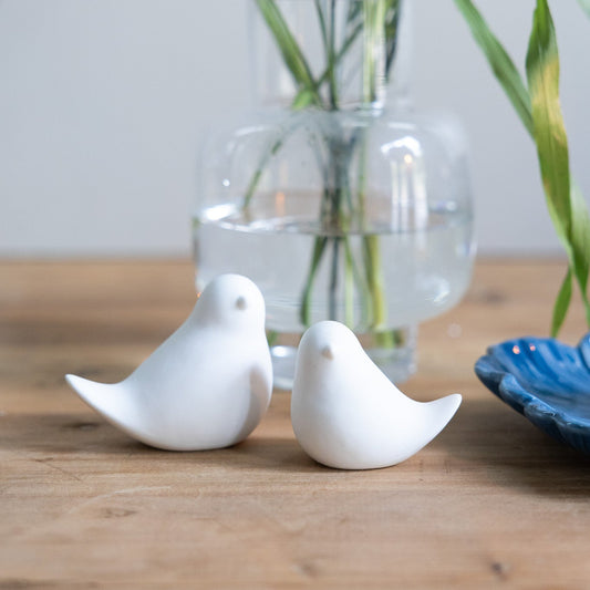 Keramikvogel "Elvira", weiß