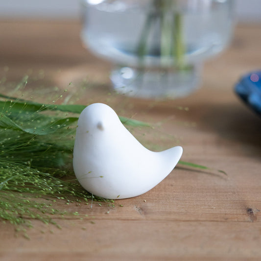 Keramikvogel "Elvira", weiß