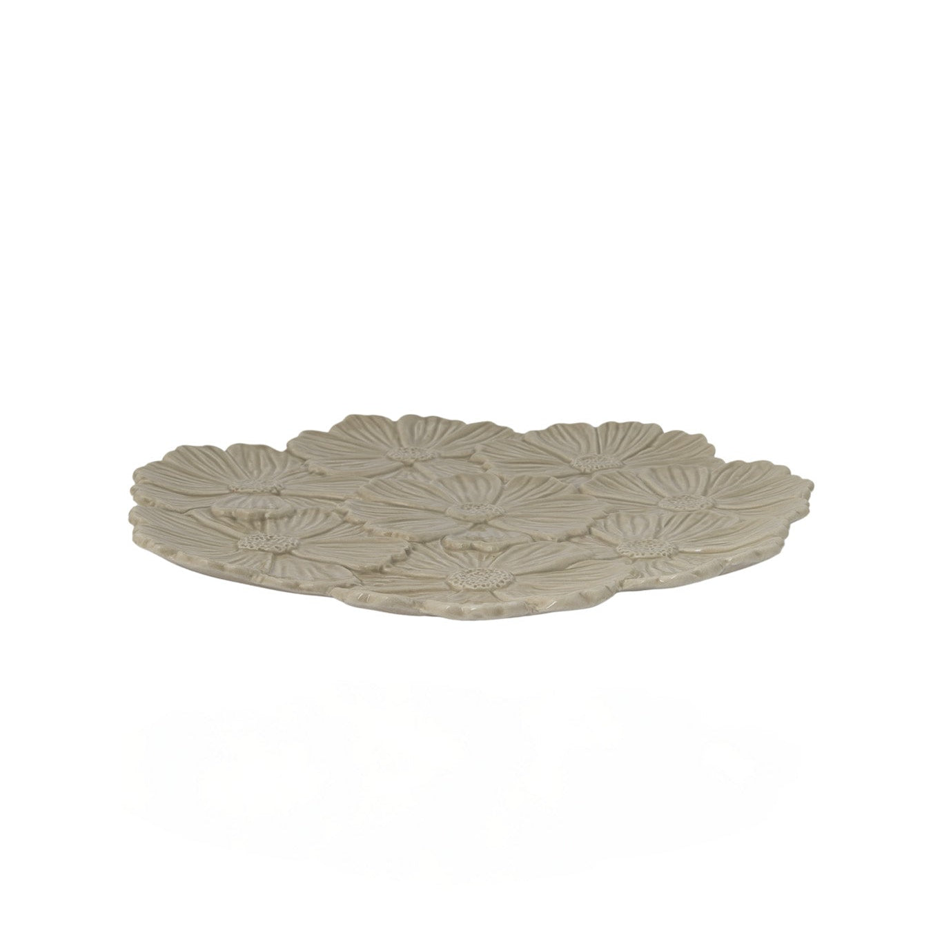 Keramikteller groß "FLOR", beige/Blumen