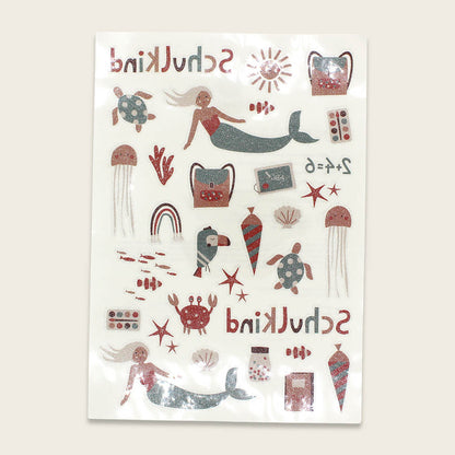 Kindertatoo "Schulkind, under the sea" mit Glitzer