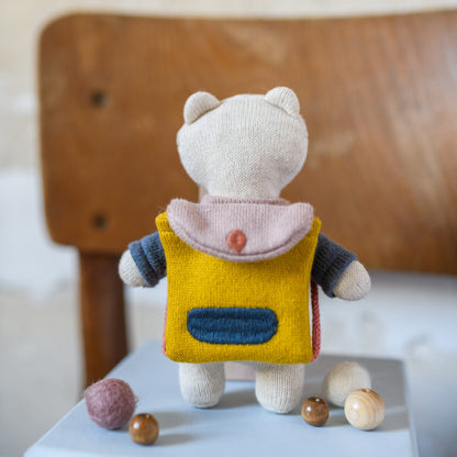 Bär "Schulkind" mit Schultasche rosa/blau