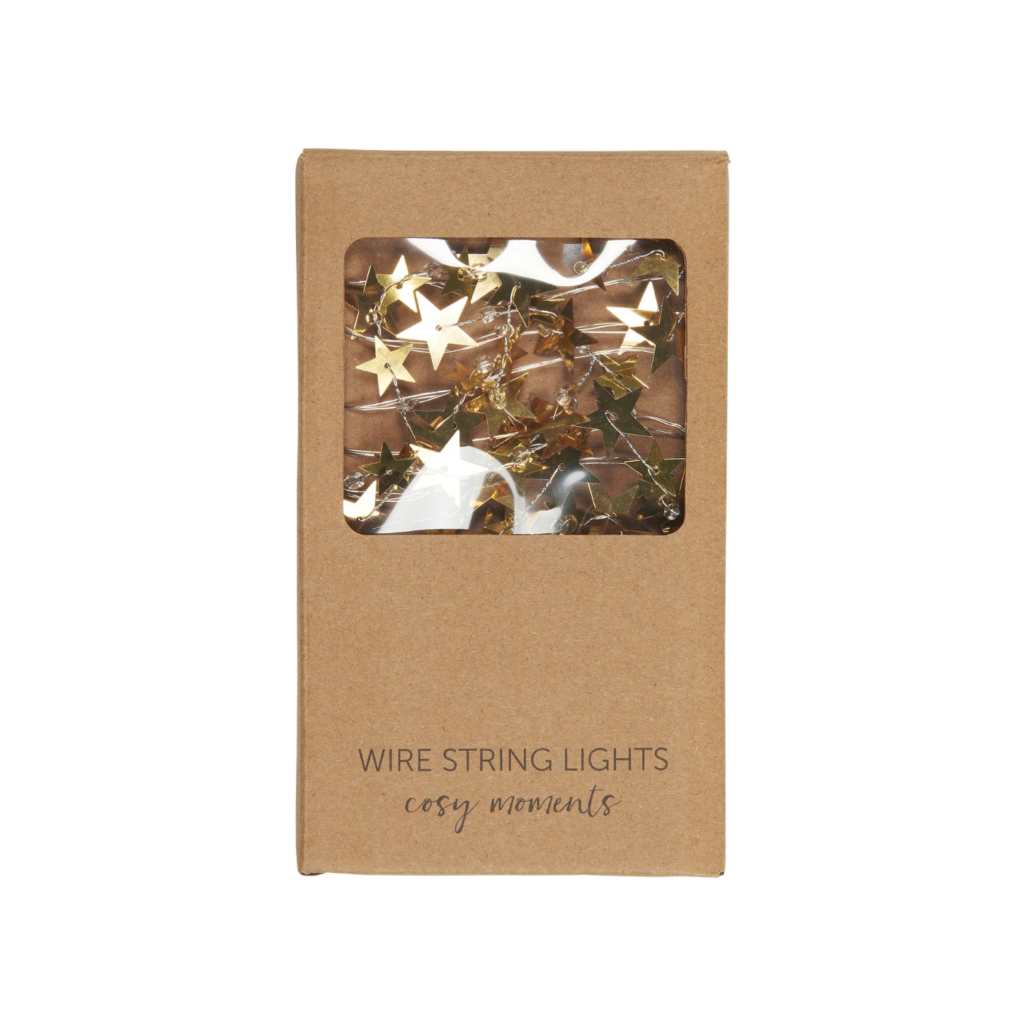 Lichterkette mit goldenen Sternen/für innen