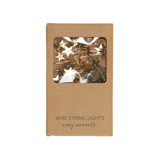 Lichterkette mit goldenen Sternen/für innen