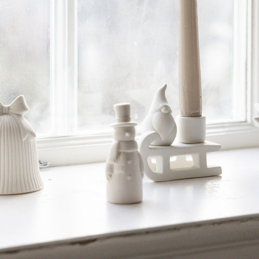 Schneemann Keramik "Rune", weiß