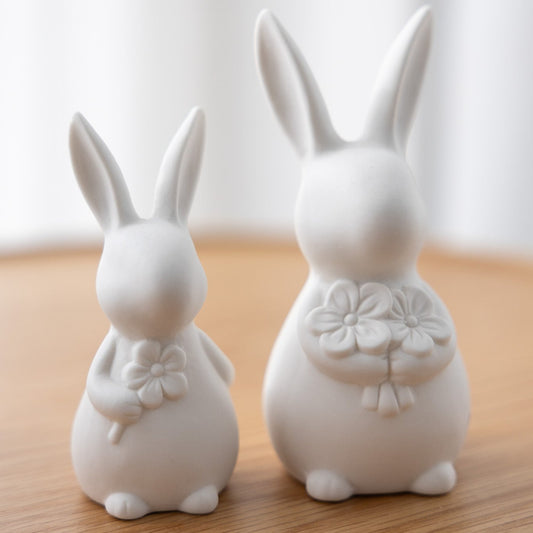 Keramikhase "Ilse", weiß/Blume