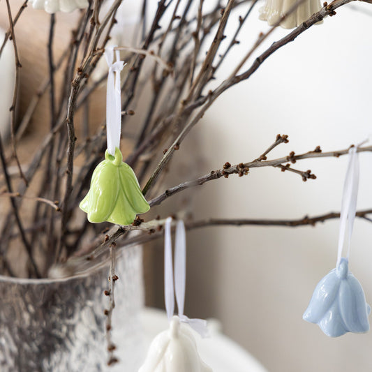 Keramikblume hängend "Blåklocka", grün