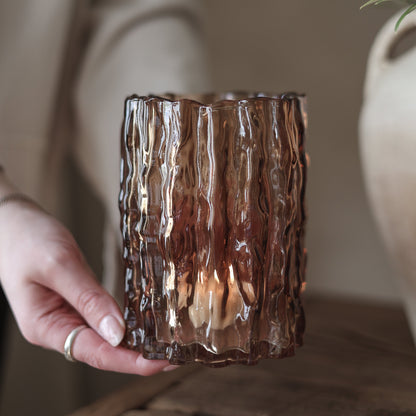 Windlicht groß, kastanienbraun