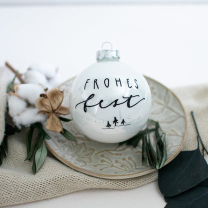 Christbaumkugel weiß handbeschrieben (6cm)