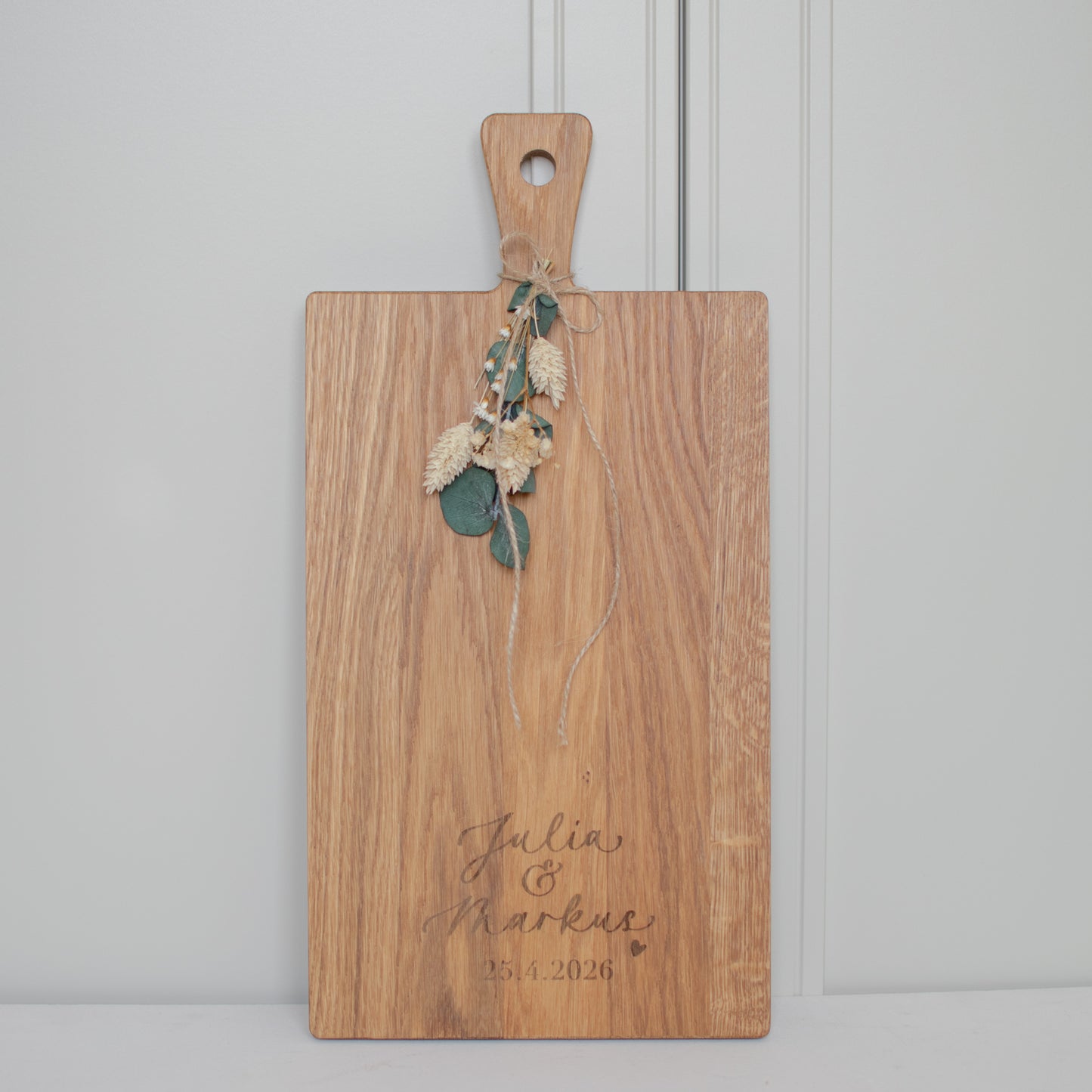 Holzbrett "Zur Hochzeit - personalisiert", Eiche geölt