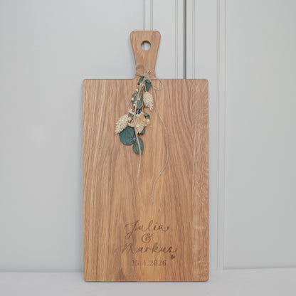 Holzbrett "Zur Hochzeit - personalisiert", Eiche geölt