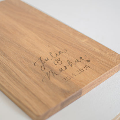 Holzbrett "Zur Hochzeit - personalisiert", Eiche geölt