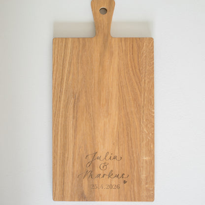 Holzbrett "Zur Hochzeit - personalisiert", Eiche geölt