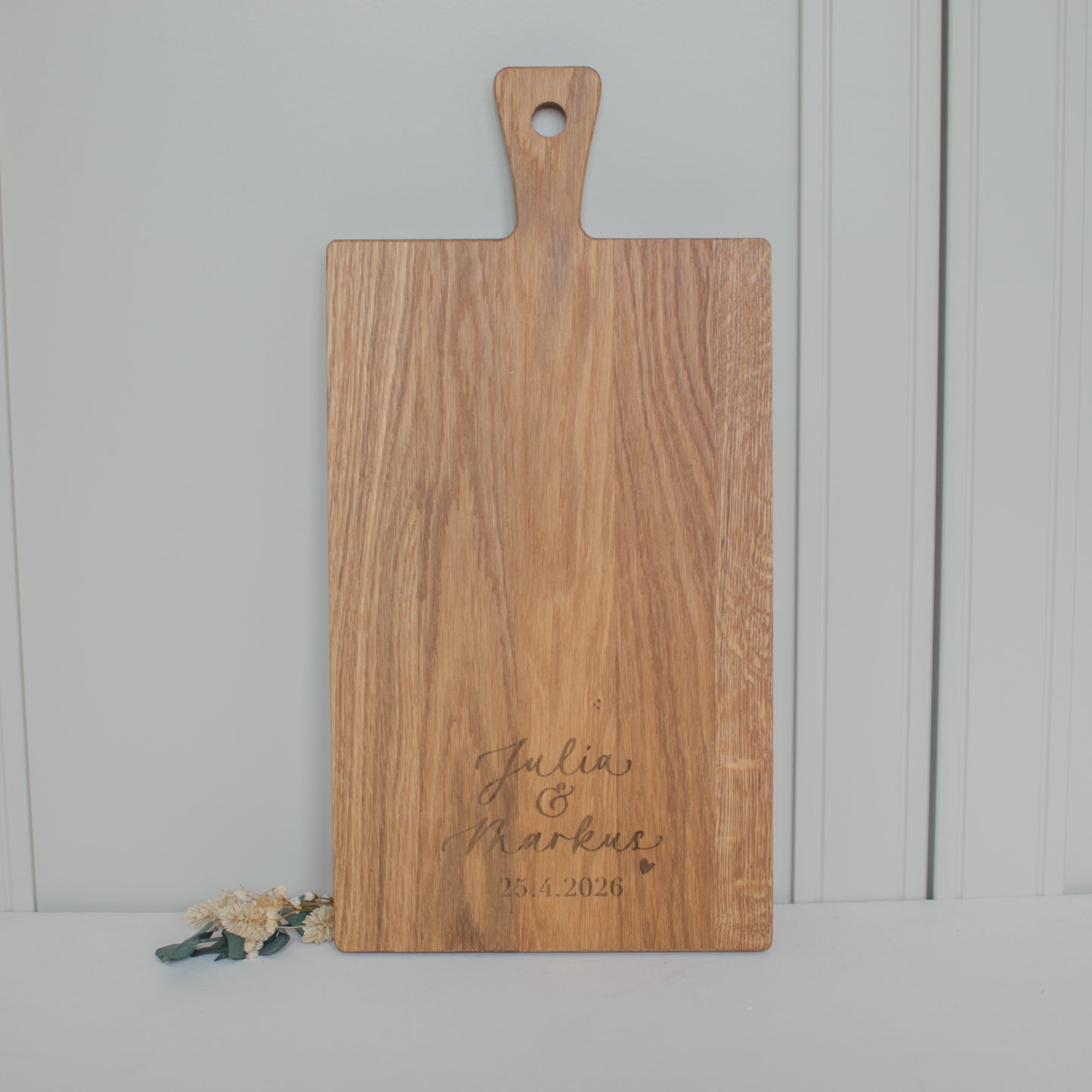 Holzbrett "Zur Hochzeit - personalisiert", Eiche geölt
