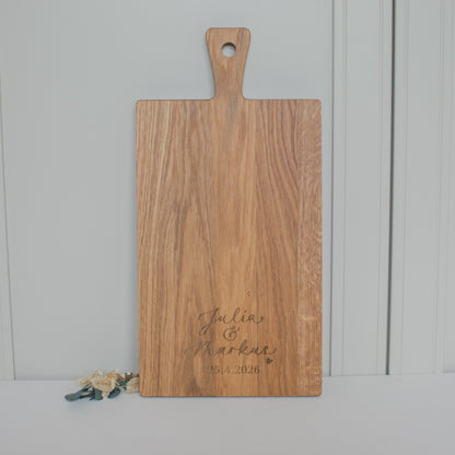 Holzbrett "Zur Hochzeit - personalisiert", Eiche geölt