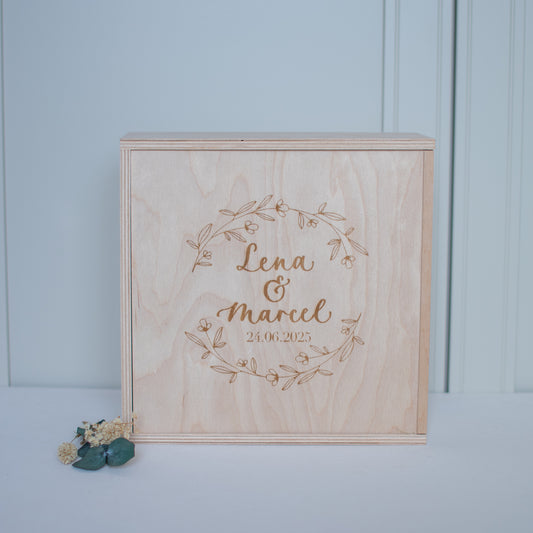Erinnerungskiste Hochzeit, personalisiert 25x25cm