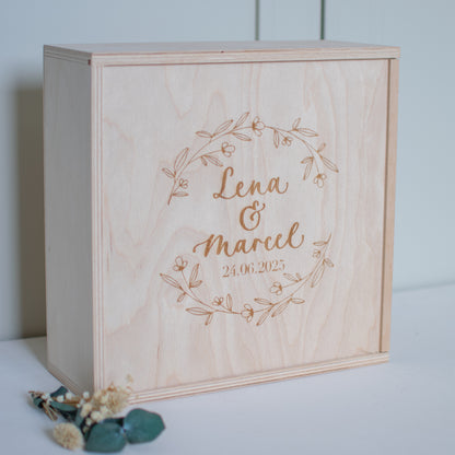 Erinnerungskiste Hochzeit, personalisiert 25x25cm