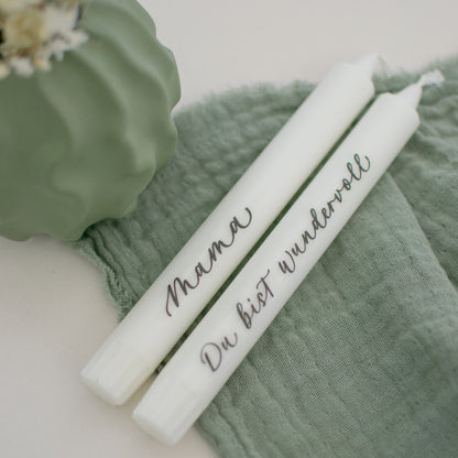 Stabkerzenset "Mama", weiß