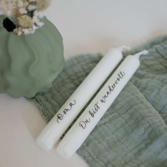 Stabkerzenset "Oma", weiß