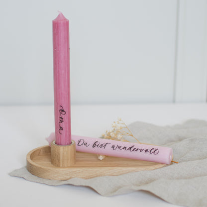Stabkerzenset "Oma", rosa/optional mit Kerzenständer