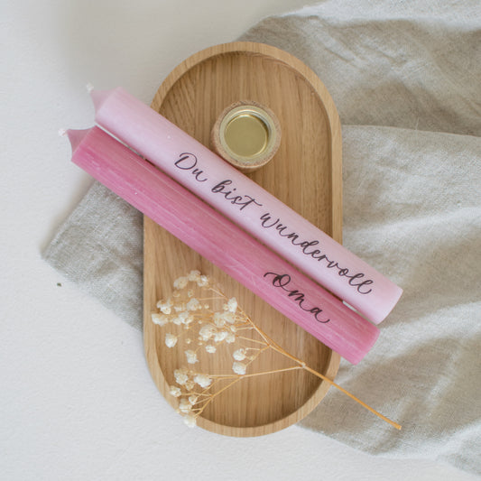Stabkerzenset "Oma", rosa/optional mit Kerzenständer