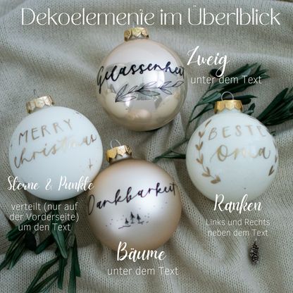 Christbaumkugel, weiß handbeschrieben (8cm)