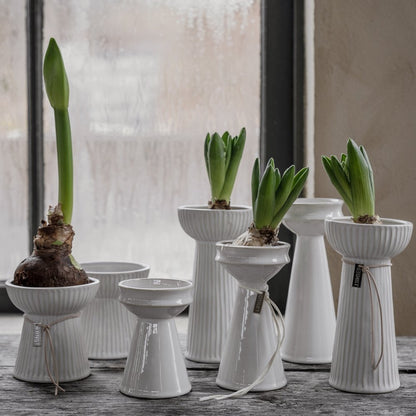 Hyazinthenvase aus Keramik "geriffelt", niedrig